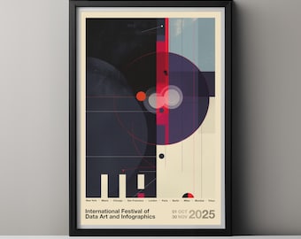 Modern Wall Art, Collectible Limited Edition Exhibition Poster, Colorful Geometric Print, Perfect Gift for Data Art Enthusiasts