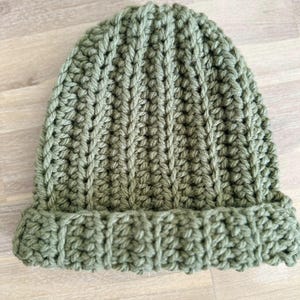Green Crochet Slouchy Beanie: Warm Unisex Adult Hat