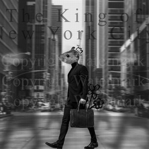 Instant Download - The King Of New York City. Collage print. Neutral print with black and white colors - Printable art.