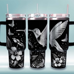 Hummingbirds 40oz Tumbler Wrap Svg, 40oz Tumbler Laser Engraving Wrap, 40oz Laser Engraved Svg, Laser Engraving Svg