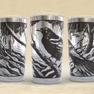 Raven Tumbler Wrap SVG: Crow Lover Gift, Fall Design (20oz)