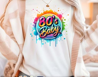 Imágenes prediseñadas de bebés de los 80: Diseño retro PNG para sublimación (descarga digital)