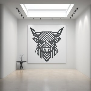 Geometric Style Highland Cow SVG, Highland Cow Vector Design dla maszyn tnących, Highland Cow PDF, Cute Cow Laser Engraving Cut Files