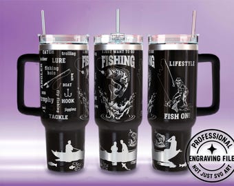 40 oz Fishing Tumbler Wrap, SVG file, Digital, Laser Engraving Cup Wrap