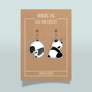 Pandas Earrings SVG. Hand Drawn Jewelry File. Funny Animal Earrings SVG Laser File. Glowforge File