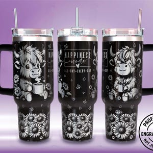 Highland Cow Tumbler Full Wrap Laser SVG File (40oz)