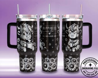 Highland Cow Tumbler Full Wrap Laser SVG File (40oz)