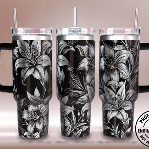 Lily Engraved Tumbler Design: Seamless 40oz SVG (Digital File)