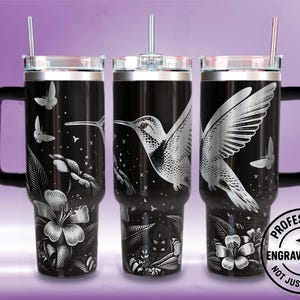Hummingbird Tumbler Wrap SVG: Laser Engraved 40oz Design