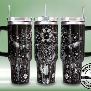 Stierschädel 40 Unzen Tumbler Laser Gravur Wrap (SVG) Bild 1