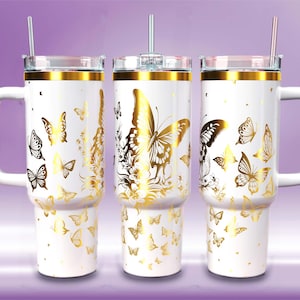 Butterfly Design 40oz Tumbler Wrap - Engraved Tumbler SVG - Laser File for 40oz Tumblers - Butterfly 40oz Tumbler Laser Svg