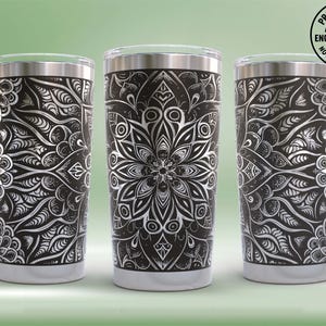 Mandala Laser Engraving full Wrap Design For 20 oz Tumbler, Hand Drawing Mandala Pattern. Seamless SVG File
