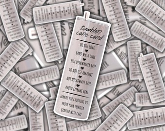 20 Unzen Tumbler Pflege Karte PNG: Anleitung & Sticker (Digitaler Download)