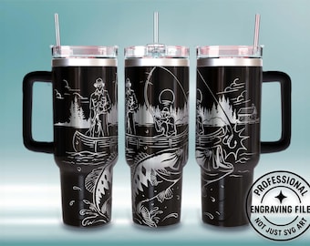 Fishing Tumbler Engraving Wrap, Laser Cut File (SVG)
