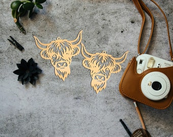 Highland Cow SVG & PDF Set: Laser Cut Earrings Vector Design (Digital Download)