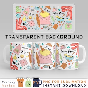 Mama at Home - Mama&#39;s Baking Mug - Warm Home Design - Sublimation PNG for 11 & 15 oz Mugs - Baking Memories Mug - Digital Download.