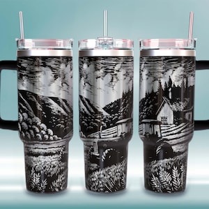 Farm Scene 40 oz Tumbler Wrap | Unique Farm Tumblers | Rustic Gift Idea  | Farm Life Aesthetic 40 oz Tumbler Wrap | Tractor & Ranch Design