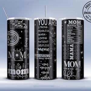 Mom 20oz Tumbler Laser Engraved Full Wrap Design (Digital Download)
