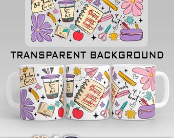 Bester Lehrer aller Zeiten Becher Design, Hand gezeichnet PNG (Digitaler Download)