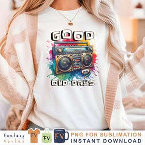 80s 90s Retro Boombox PNG: Sublimation Design (Digital Download)
