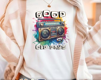 80s 90s Retro Boombox PNG: Sublimation Design (Digital Download)