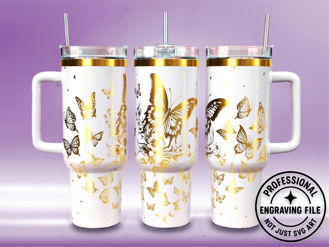 Butterfly Tumbler Wrap SVG - Laser Engraved 40oz Tumbler File - Etsy