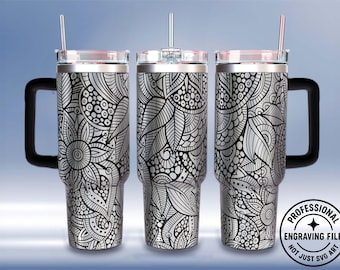 Mandala Lasergravur Tumbler Wrap Design für 40 oz Becher (SVG-Datei)