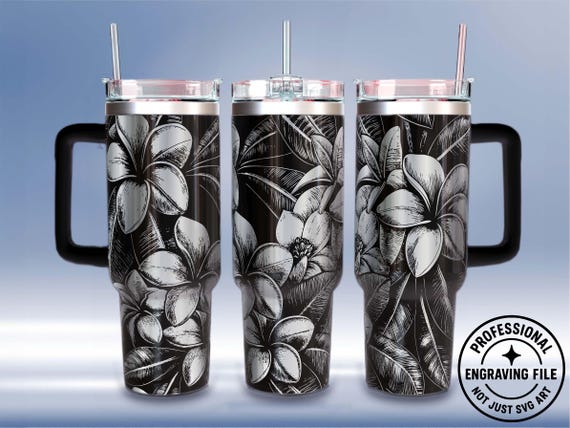Plumeria Tumbler Wrap: Tropical Hawaiian Flower Laser Engraving (SVG)