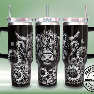 Highland Cow Tumbler Laser Engraved SVG - 40oz Full Wrap (Digital File)