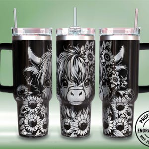 Highland Cow Tumbler Laser Engraved Full Wrap SVG (Digital Download)