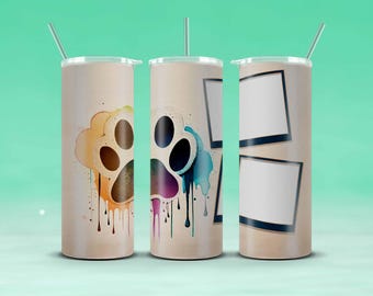 Pfotenabdruck Fotorahmen Tumbler Wrap: Sublimation PNG (Digitaler Download)