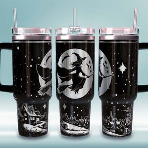 Envoltura para vaso de 40 oz de bruja de Halloween. Archivo láser SVG. Grabado láser SVG de Halloween. Ambiente espeluznante. Envoltura para vaso de 40 oz. Diseño láser SVG.