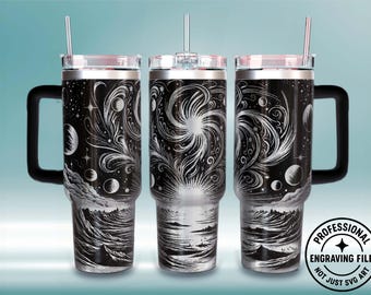 Celestial 40oz Tumbler Wrap SVG: Laser Engraving Design (Digital Download)