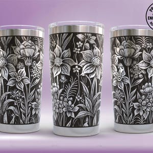 Wildflower Tumbler Wrap Laser SVG, Engraved Tumbler, 20oz Tumbler Full Wrap Laser SVG, Laser Engraved SVG