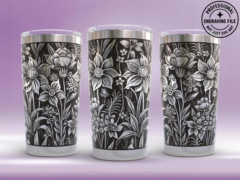 Wildflower Tumbler Wrap Laser SVG: 20oz Engraved Design (digital File ...