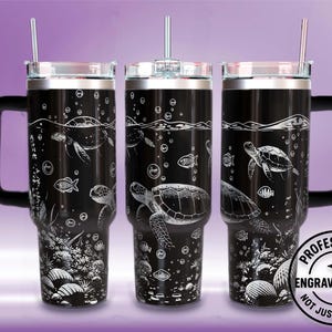 Turtles Ocean 40oz Tumbler Laser Engraving Wrap (SVG File)