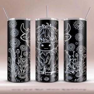 Highland Cow Tumbler Wrap: Laser Engraved 20oz SVG (Digital File)