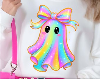 Rainbow Ghost PNG | Halloween Sublimation Design (Digital Download)
