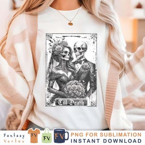 Jusqu'à la mort - carte de félicitations pour mariage squelette - sarcasme drôle mariée PNG - Clipart tête de mort pour panneau de bienvenue de mariage - humour adulte