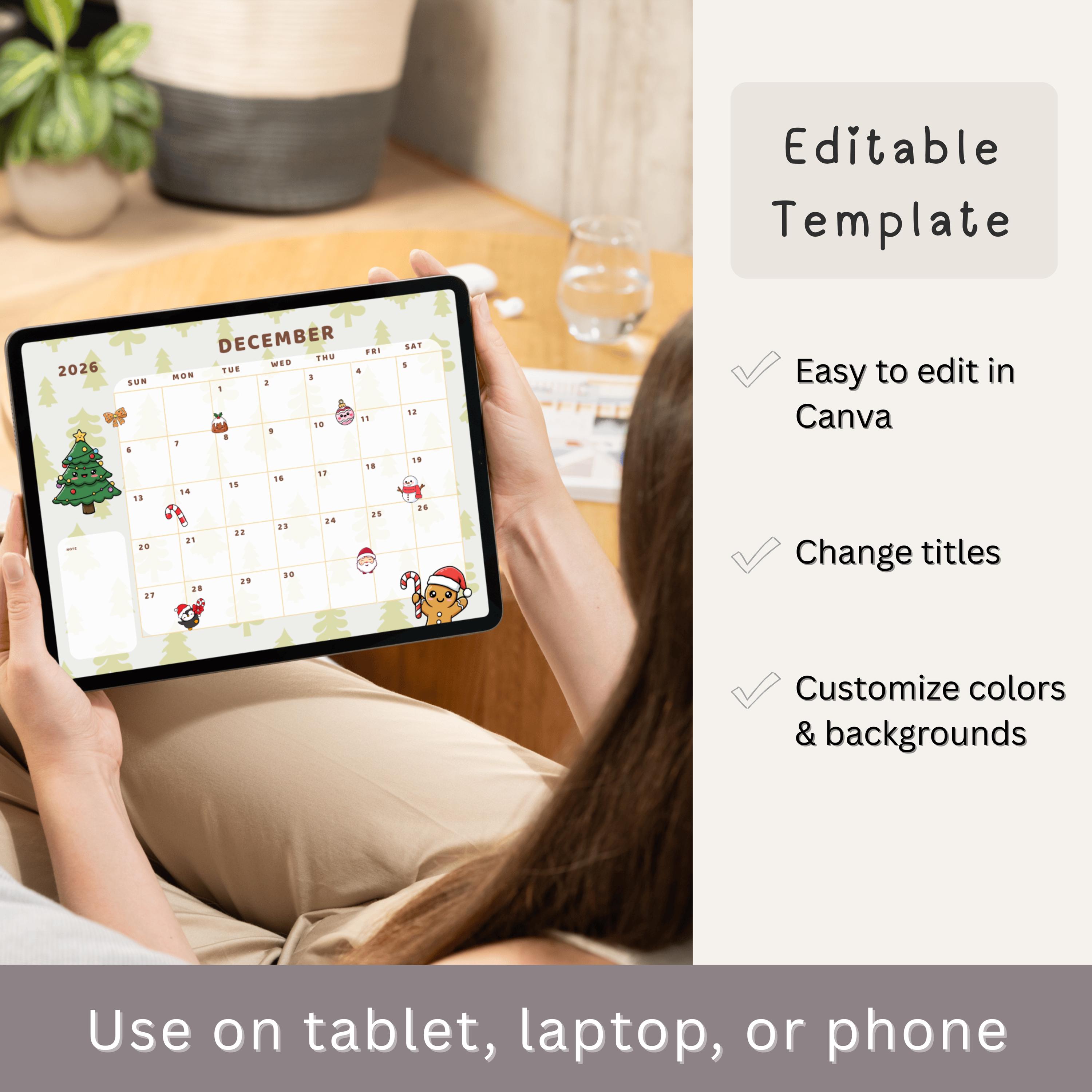 Editable Kids 2026 Calendar – Canva Template for Home & Classroom - Etsy