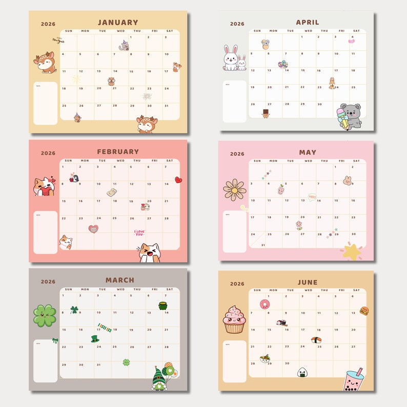 Editable Kids 2026 Calendar – Canva Template for Home & Classroom - Etsy