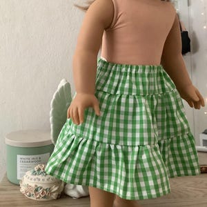 Green Gingham Skirt for American Girl Dolls and 18 Inch Dolls Clothes