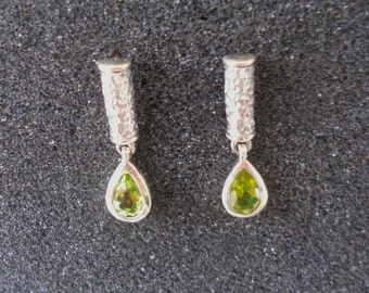 Handmade Sterling Silver Peridot Gemstone Stud Earrings with Gift Earrings Box included