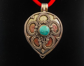 Handmade 925 Sterling Silver Turquoise Memory, Keepsake, Cremation Locket Pendant with Gift Jewelry Box included