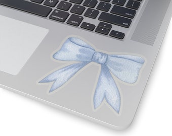 Blue Bow Sticker, Girly Laptop Decal, Durable Vinyl