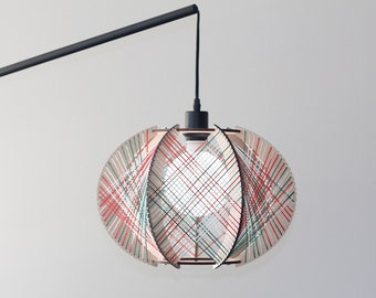 String Art Pendant Lamp, Woven Light Shade, Retro Geometric Lampshade, Danish Mid-century Modern, Paul Secon Inspired