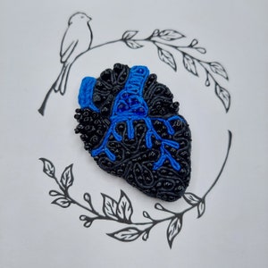Anatomical heart accessory, Valentine&#39;s gift Beaded brooch embroidered brooch anatomical heart brooch embroidered accessory beaded jewelry