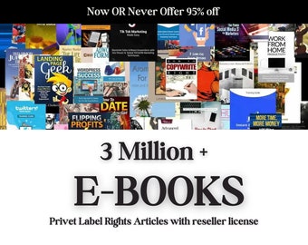3 Million+ Ebooks + 3 Million PLR Articles Bonus with reseller rights | 3 M Ebooks bundle | EBook collection