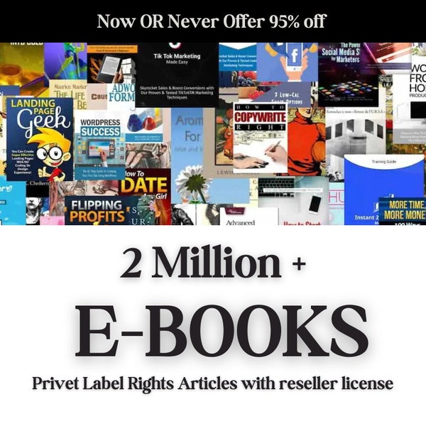 2 Million+ Ebooks + 2 Million PLR Articles Bonus with reseller rights | 2M Ebooks bundle | EBook collection