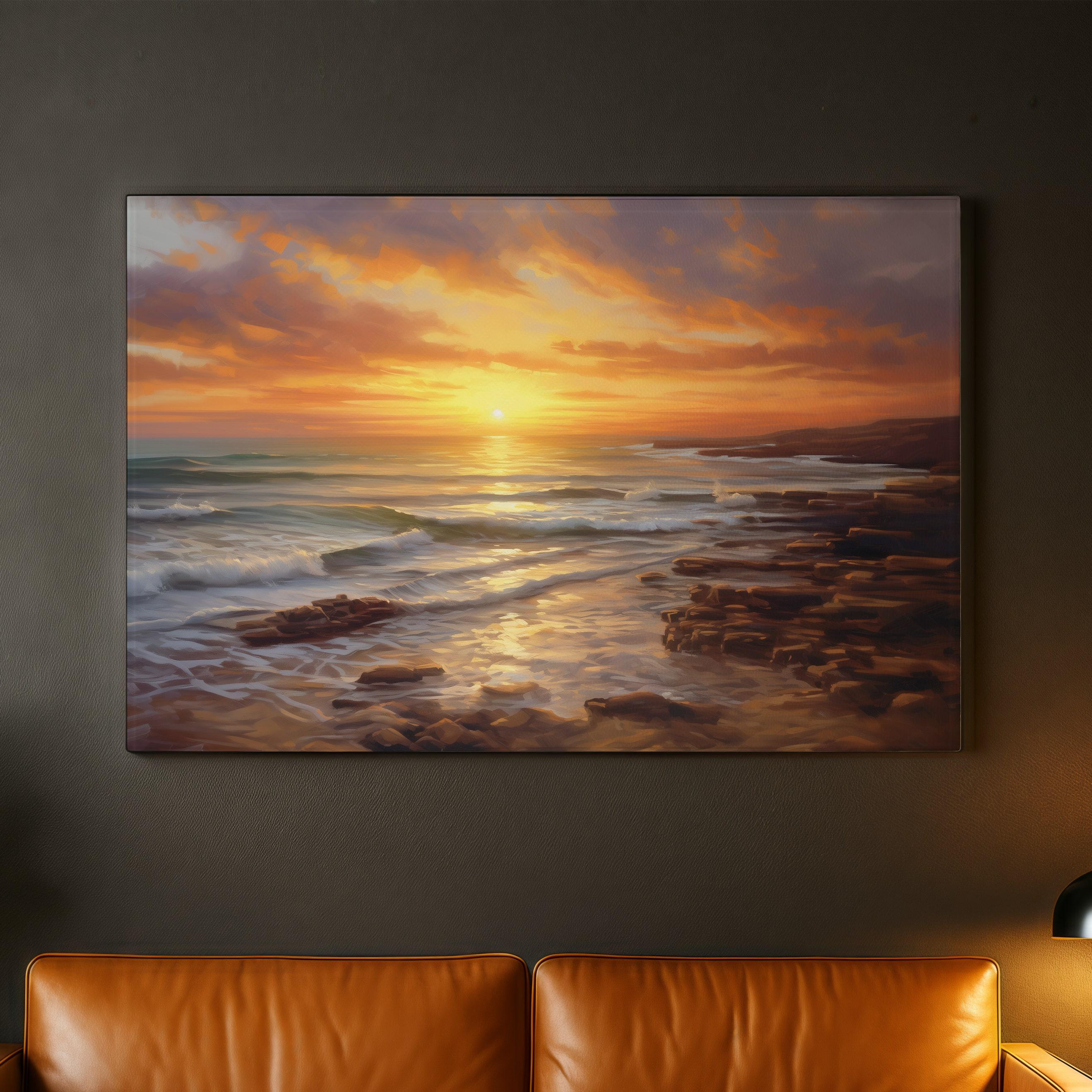 Ocean Sunset Seascape Canvas Print – Sunlit Tide Wall Art - Etsy
